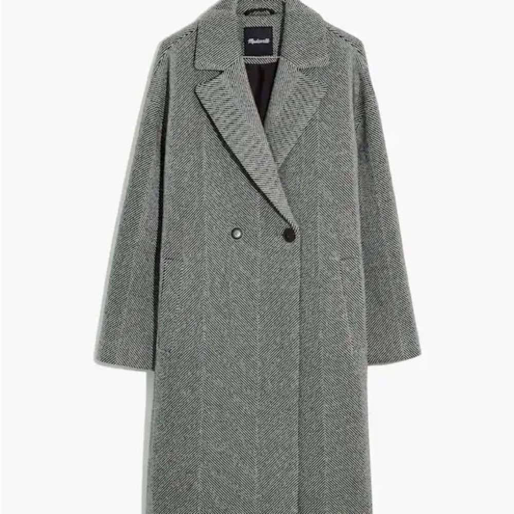 Madewell Herringbone Pea Coat in Gray - Picture 2 of 4